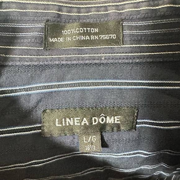 Linea Done navy striped button up size L - Picture 2 of 6